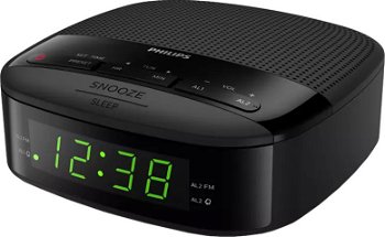 Radio cu ceas Philips TAR3205/12 FM tuner digital alarma dubla functie snooze afisaj LED Mono 0.2W 10 posturi presetate Negru