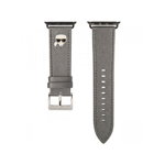 Accesoriu smartwatch Karl Lagerfeld Saffiano Karl's Head pentru Apple Watch 42mm / 44mm Argintiu