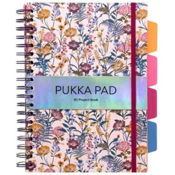 Carnet A5 cu spirala si separatoare - Bloom B5 Project Book - Roz | Pukka Pad, Pukka Pad