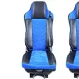 Set huse scaune camion compatibile RENAULT PREMIUM II 2005-2013, piele ecologica cu catifea, negru cu albastru
