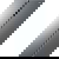 Frigider Side by Side HAIER HSR3918ENPG, compresor inverter, clasa E, Total No Frost (multi air flow), 528 L, H 177 cm, display LED extern, Super Cooling/Super Freezing/Holiday, culoare silver