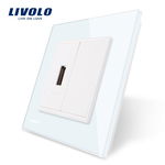 Priza USB Livolo vl-c791usb-11 cu rama din sticla Alb