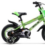 Bicicleta Copii Rich Baby R1207A, Roti 12", C-Brake, cosulet, roti ajutatoare cu LED (Verde)