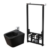 Set ramă de montaj Alcadrain și bideu suspendat, Fluminia, Paris, negru mat, 