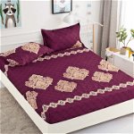 Husa de pat cu elastic din Bumbac Finet + 2 Fete de Perna, Royal, JOJO HOME