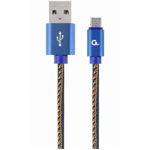 Premium jeans (denim) Micro-USB cable with metal connectors, 1m, blue, Gembird