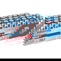 Pachet baterii alcaline PHILIPS LR03 (AAA) 12 bucati, LR6 (AA) 24 bucati