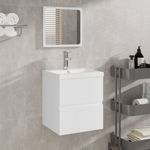 vidaXL Dulap cu chiuvetă de baie și oglindă, alb, vidaXL