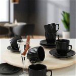 Set cești de cafea, Negru mat, 40x18x21 cm, Keramika