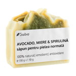 Sapun pentru pielea uscata cu avocado + miere si spirulina, 130g, Sabio, Sabio