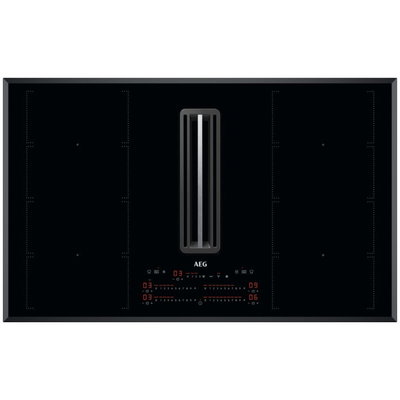 Plita incorporabila AEG CCE84779FB, Inductie, 4 zone de gatit, Hota integrata, Putere absorbrie 630 mc/h, FlexiBridge, Booster, Timer, Negru