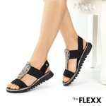 Sandale dama The Flexx din piele naturala Wave On negru, 