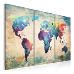 Tablou pe pânză din mai multe piese Bimago Rainbow Map 120 x 80 cm