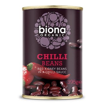 Fasole rosie in sos chilli Biona, bio, 395 g, Biona