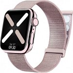 Curea pentru Apple Watch Ventdest, nailon, roz, 22 cm