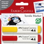 Markere pentru textile, varf lat, 5 buc/set, Faber-Castell, Faber-Castell