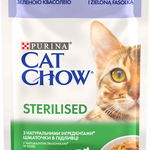 CAT CHOW STERILISED Plic hrană umedă cu Miel şi Fasole verde 85g, Cat Chow