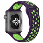 Curea iUni compatibila cu Apple Watch 1/2/3/4/5/6/7, 40mm, Silicon Sport, Purple/Green, iUni