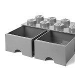 Cutie depozitare LEGO 2x4 cu sertare, gri
