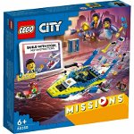 Jucarie 60355 City Water Police Detective Missions Construction Toy (Interactive Adventure Playset with Boat and 4 Minifigures), LEGO