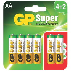 Baterii gp super alcaline aa (lr6) 1.5v - 6 bucati - putere de lunga durata