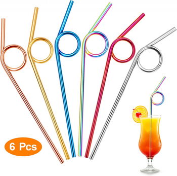 Set de 6 paie reutilizabile Qpout, metal, multicolor, 22 cm