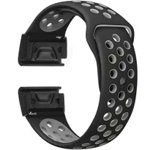 Curea ceas Smartwatch Garmin Fenix 7X / 6X / 5X Plus / 5X / 3 HR / 3, 26 mm iUni Silicon Sport Negru-Gri