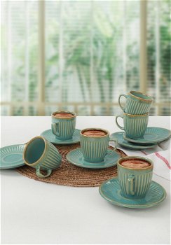 Set cești de cafea, Mare verde, 40x18x21 cm, Keramika