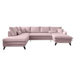 Canapea extensibilă în formă de „U” cu șezlong pe partea stângă Miuform Charming Charlie, roz pudră, Miuform