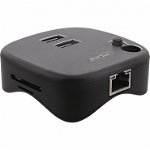 HUB USB 3.0-A la 2 x USB-A/ Gigabit LAN/Card reader, InLine IL35392, InLine