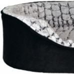 TRIXIE Lino Vital, pat ovală câini și pisici, XS-S, poliester, husă detașabilă, pernă reversibilă, negru și gri, 60 x 45 cm, TRIXIE