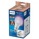Bec LED RGB inteligent Bulb A80, Wi-Fi, Bluetooth, E27, 18.5W (150W), 2452 lm, lumina alba si color (2200-6500K), Philips