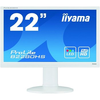 Monitor Iiyama B2280HS-W1 21.5 inch LED Full HD, HAS, HDMI, DVI, boxe, alb B2280HS-W1