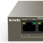 Switch TENDA TEF1105P-4-63W, 5 porturi Fast Ethernet, 4 porturi PoE, argintiu