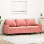 Canapea cu 3 locuri vidaXL, roz, 198 x 77 x 80 cm, catifea, 24.4 kg