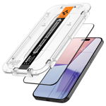 Folie sticla cu sistem de montare Spigen GLAStR EZ FIT compatibila cu iPhone 15 Pro Max Black, Spigen