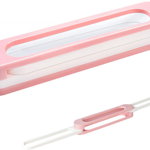 Suport pliabil pentru incaltaminte Mostop, plastic, alb/roz, 72,8 cm