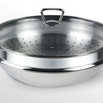 Tigaie wok Fissler, inox diametru 35 cm, capac sticla, inductie, Nanjing Wok