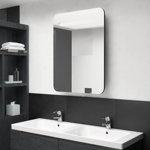 Dulap de baie cu oglindă și LED, negru, 60x11x80 cm