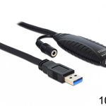 Cablu prelungitor activ USB 3.0 M-T 10m, Delock 83415