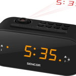 Radio cu ceas FM SRC 3100 Sencor, display 0.9 inch, cu proiectie si alarma duala, negru, Sencor