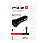 Adaptor CL alimentare USB-C + Quick Charge 3.0 36W Metal Negru (pachet Eco), Swissten