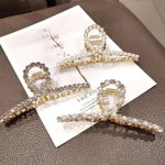 En-gros Cleste pentru par model deosebit, stilizat cu perle si strasuri albe, Auriu, Metalic, marime medie, 