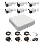 Sistem supraveghere 6 camere Rovision oem Hikvision 2MP full hd, DVR 8 canale, accesorii incluse, Rovision