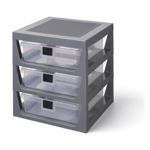 Organizator de depozitare cu 3 sertare LEGO®, gri, LEGO®