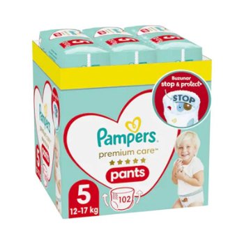 Pampers Premium Care Pants Scutece-chilotel Marimea 5, 12-17 kg, 102 bucati, PAMPERS