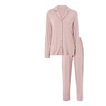 Set bluza si pantaloni de pijama pentru dama Madelyn, textil, roz, marimea 50/52