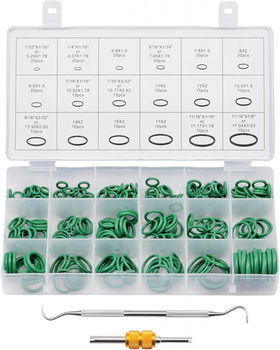 Set de 270 inele in forma de O si instrument de indepartare a supspei si etansari hidraulice SPEEDWOX, cauciuc/metal, verde/argintiu, 206 x104 x 30 mm