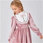 Rochie din catifea roz pentru fete - Adela, Magazin Online Zaire.ro: Haine dama, casual, office sau elegante