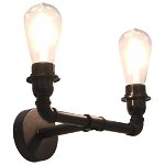 vidaXL Lampă de perete cu 2 brațe, negru, 2 becuri x E27, vidaXL